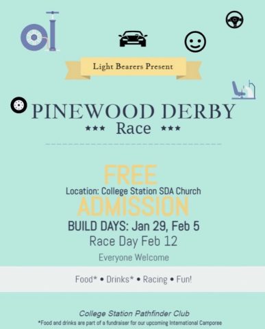 Pinewood derby announcement flyer